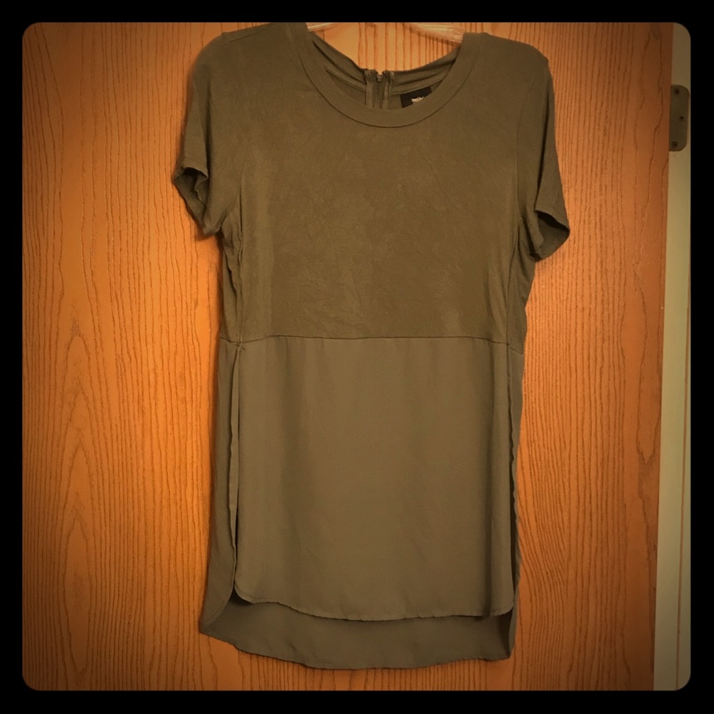 Mossimo Olive Green Side Slit Top with Zip detail